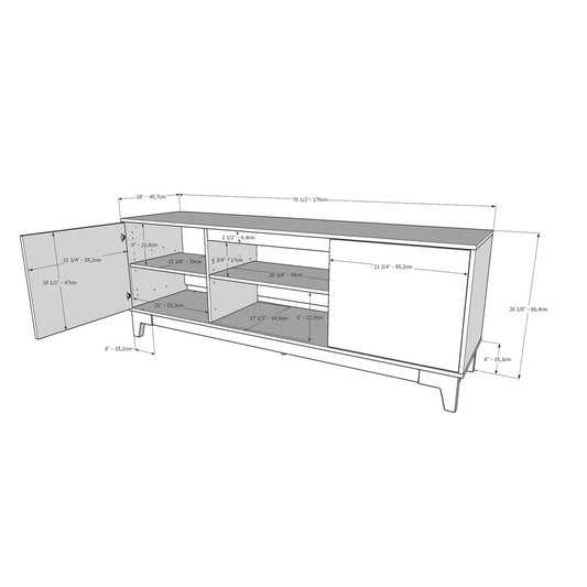 Nexera 402332 Rhapsody TV Stand, 72-inch, Nutmeg and Black