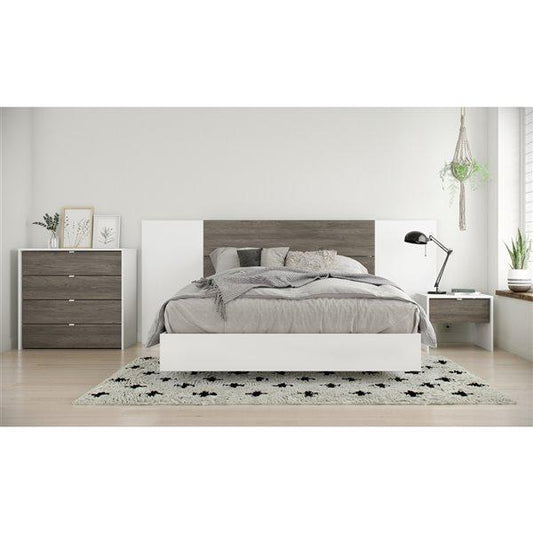 Soft 5 Piece Twin Size Bedroom Set, Bark Grey and White