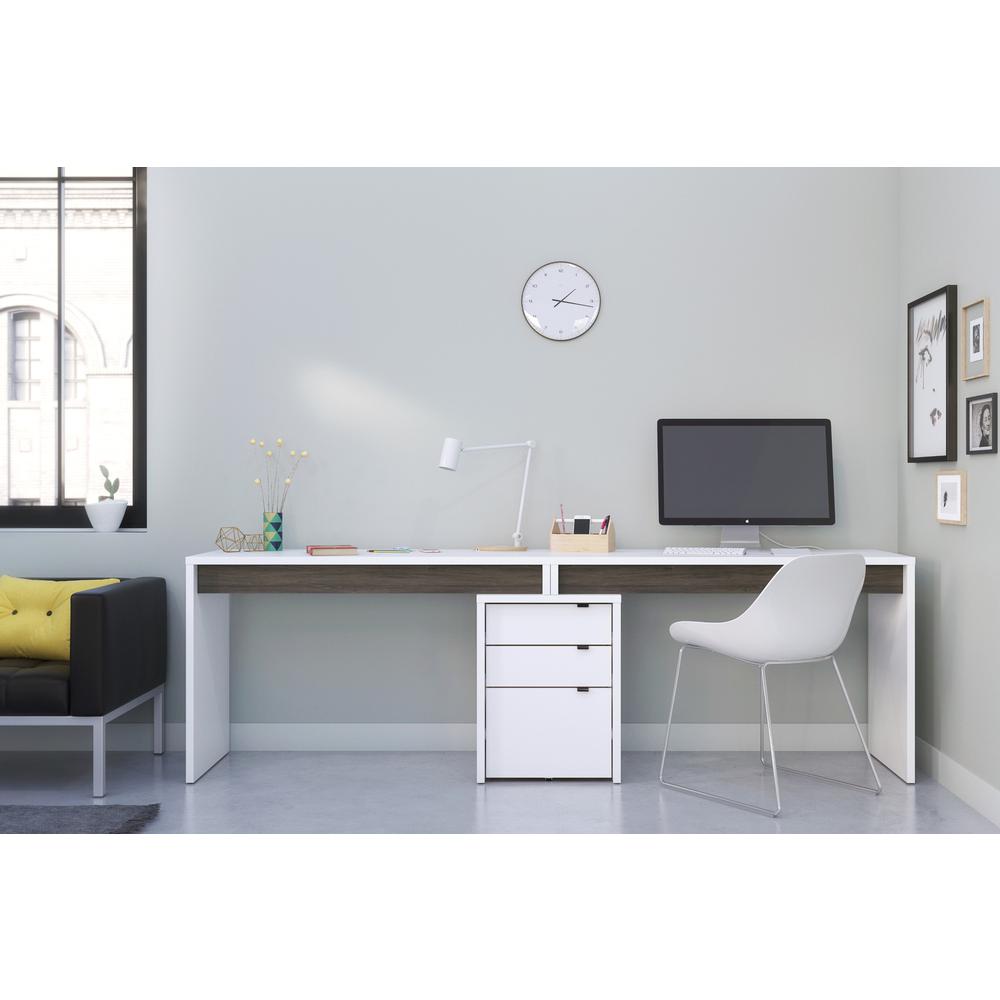 Chrono 3 Piece Home Office Set, Bark Grey & White