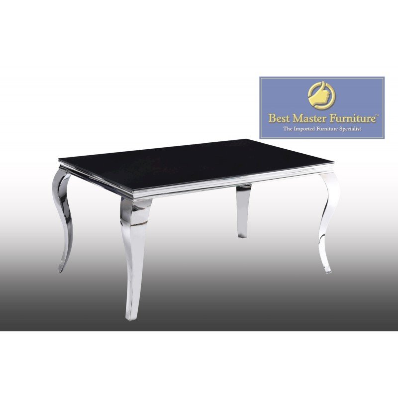 Best Master Furniture Tristan 60" Modern Glass Dining Table in Silver