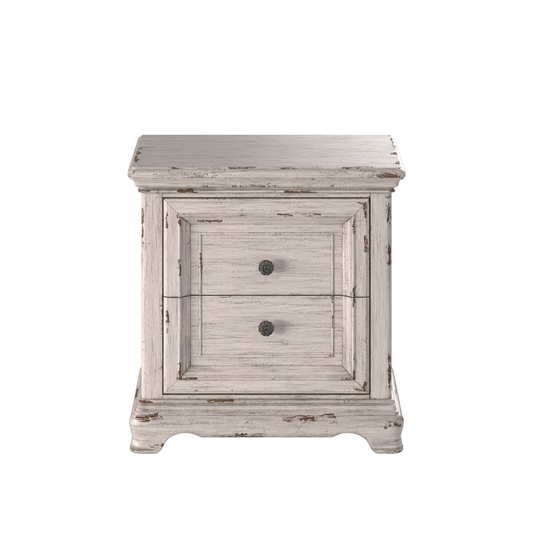 Providence Two Drawer Nightstand, Antiqued White