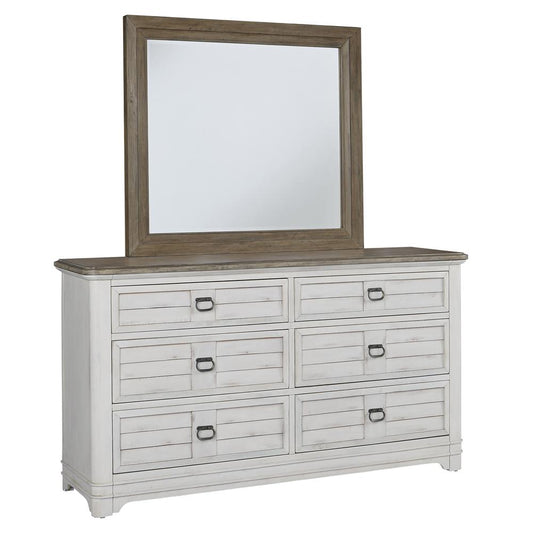 Meadowbrook Dresser and Mirror - White-washed