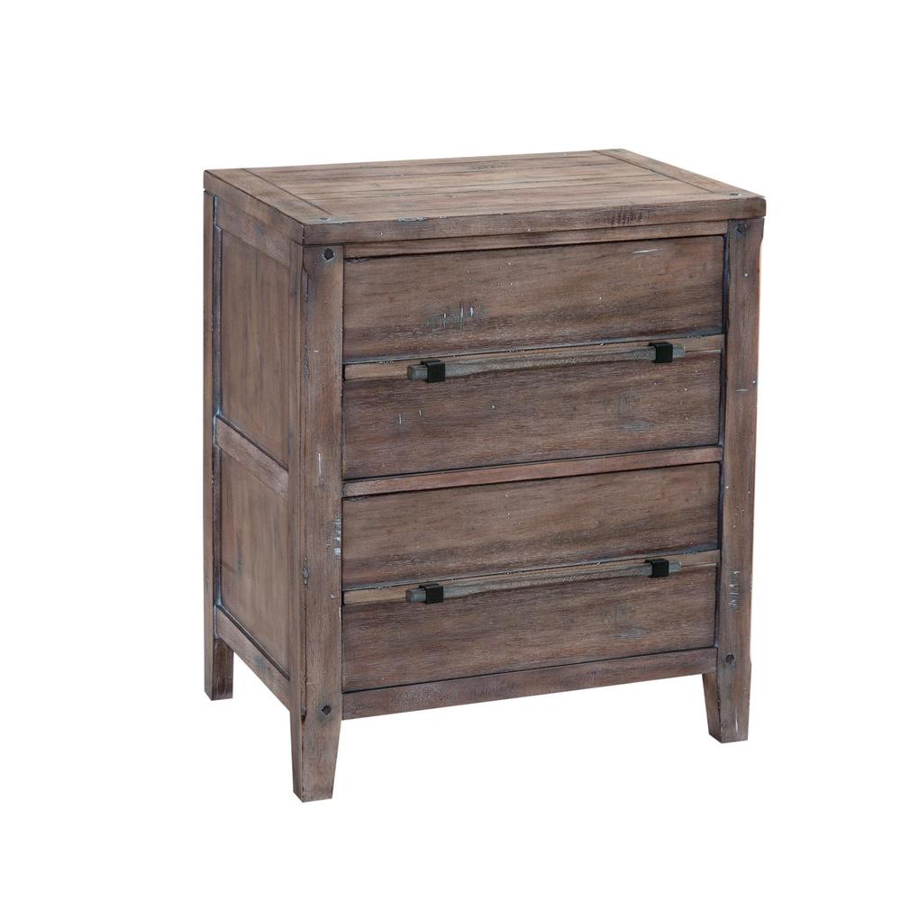 Aurora Weathered Gray Two Drawer Nightstand