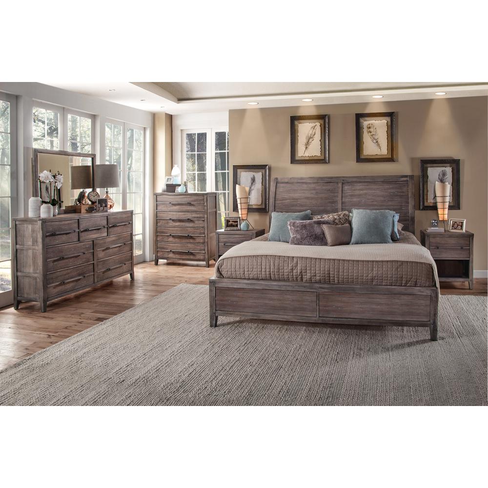 Aurora Weathered Gray Queen Sleigh Bed (no storage)