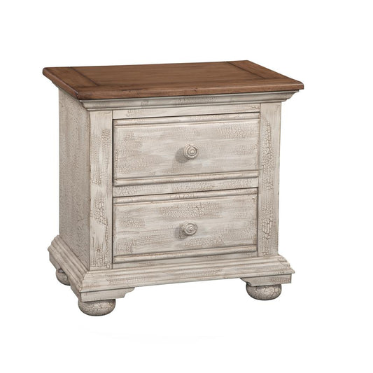 Cottage Traditions Crackled White Two Drawer Nightstand