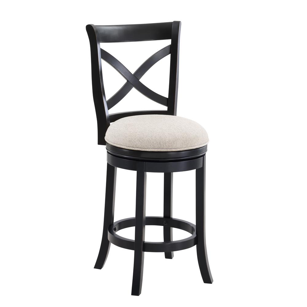 Belmont Swivel Counter Stool, Black painted finish/gray seat