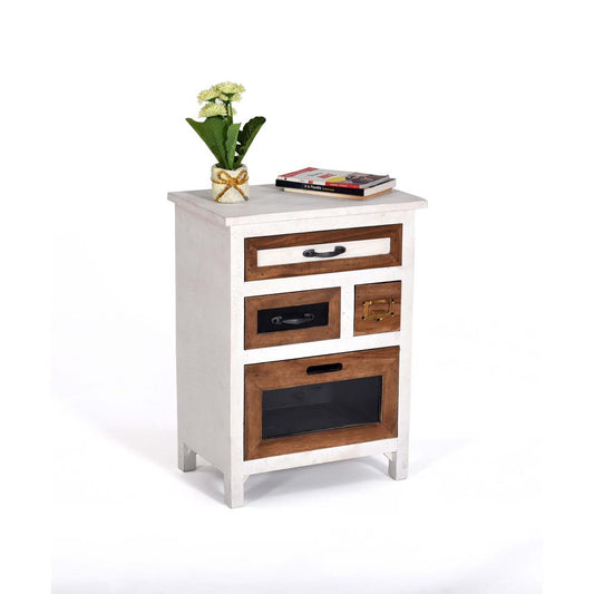 Nightstand in White/Tan/Gray