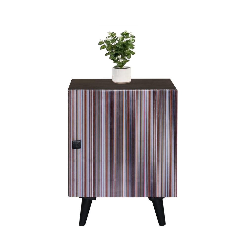 Nightstand- 1 Cabinet - Black/Multi