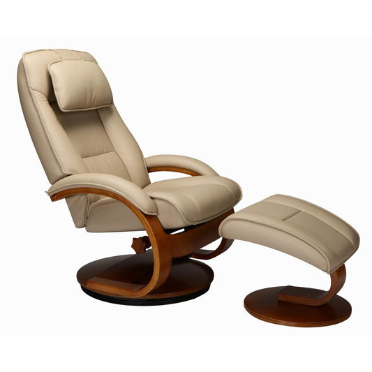 Relax-R™ Brampton Recliner and Ottoman in Cobblestone Top Grain Leather