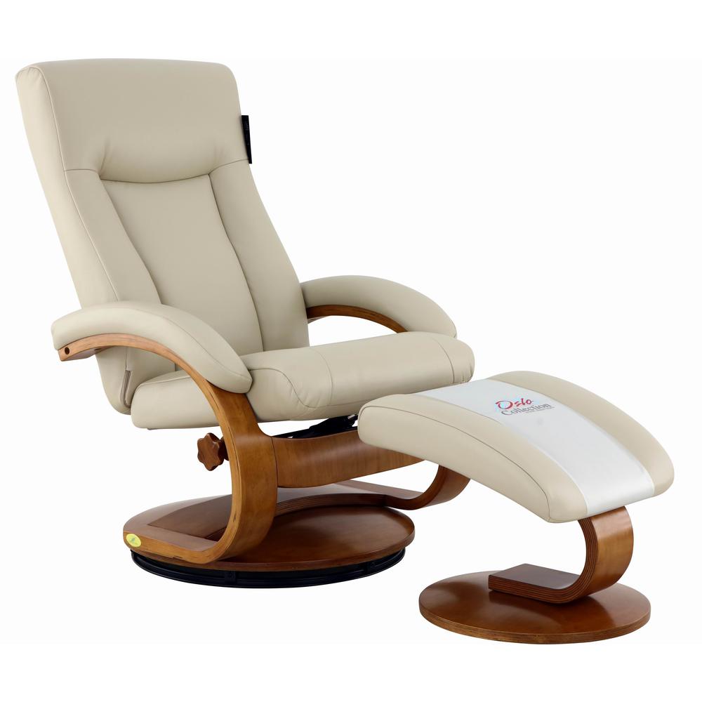 Relax-R™ Hamilton Recliner and Ottoman in Beige Air Leather