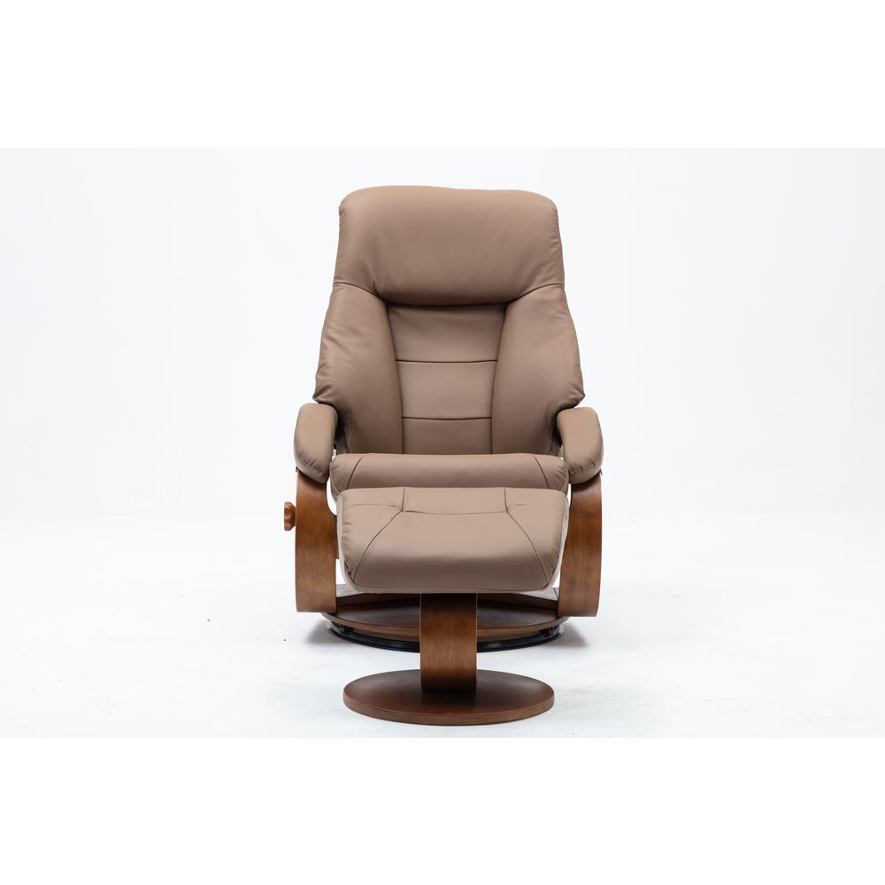 Relax-R™ Montreal Recliner and Ottoman in Sand Top Grain Leather