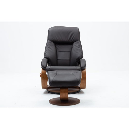 Relax-R™ Montreal Recliner and Ottoman in Espresso Top Grain Leather