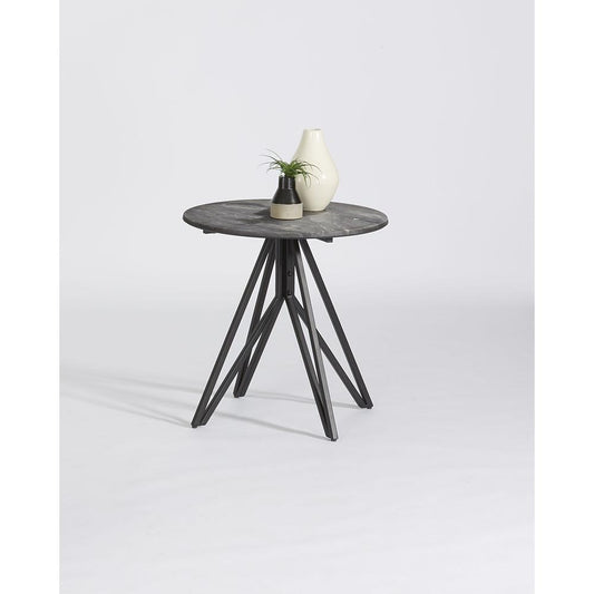 End Table, Gray Paladina/Black Metal