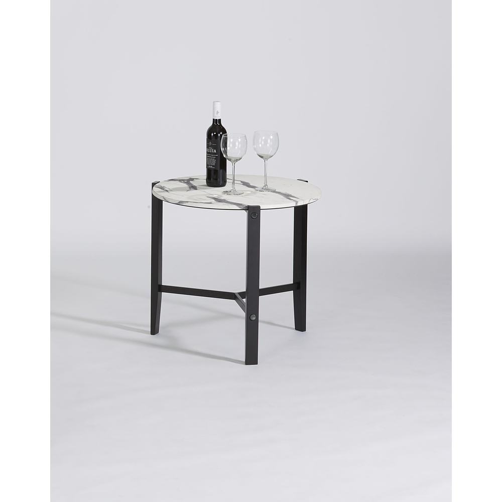 End Table, Chantilly White/Black Metal