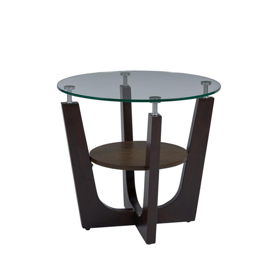 Round Glass Top End Table