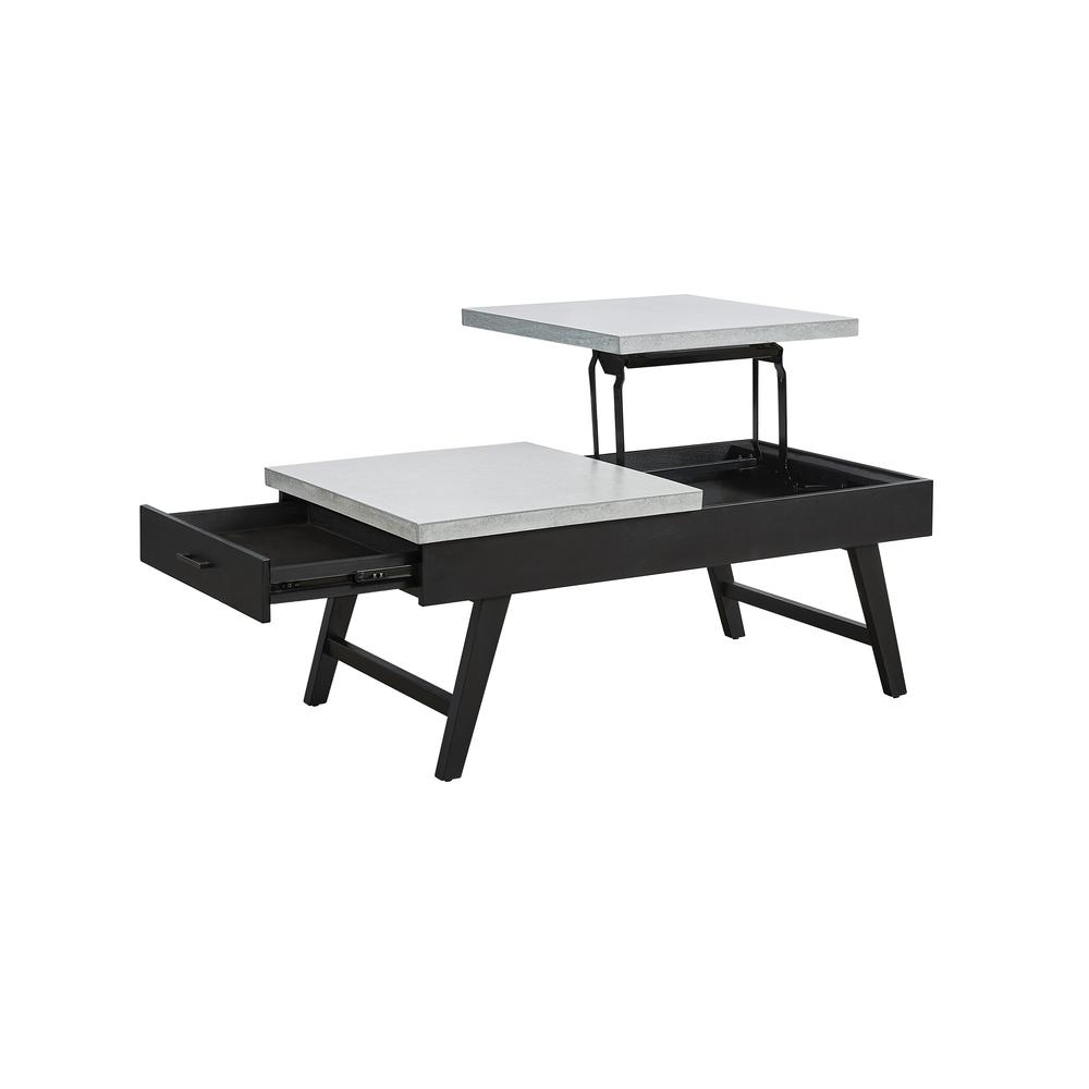 Lift-Top Cocktail Table, Concrete Gray/Black