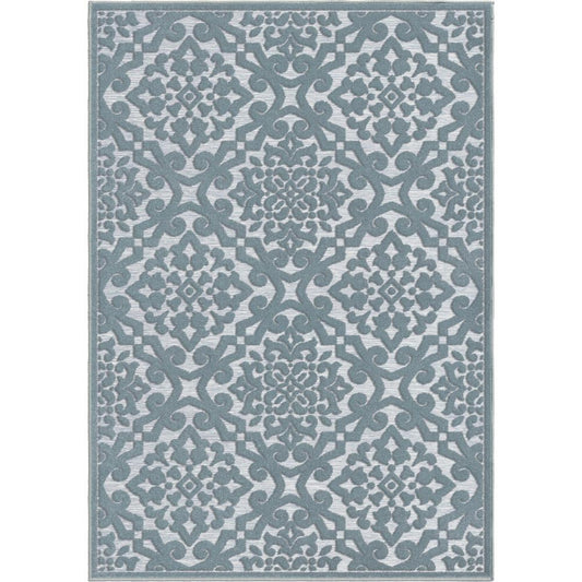 Boucle Indoor/Outdoor Lansing Harbor Blue Area Rug (9' x 13')