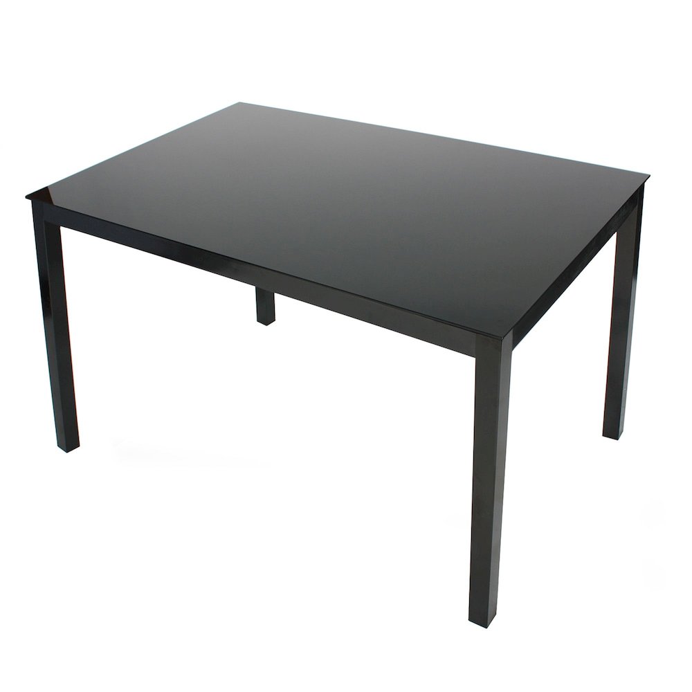 Better Home Products Elliott Tempered Glass Metal Dining Table in Black