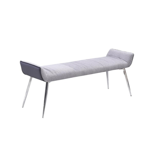 Bench with Leather Bottom and Linen Top