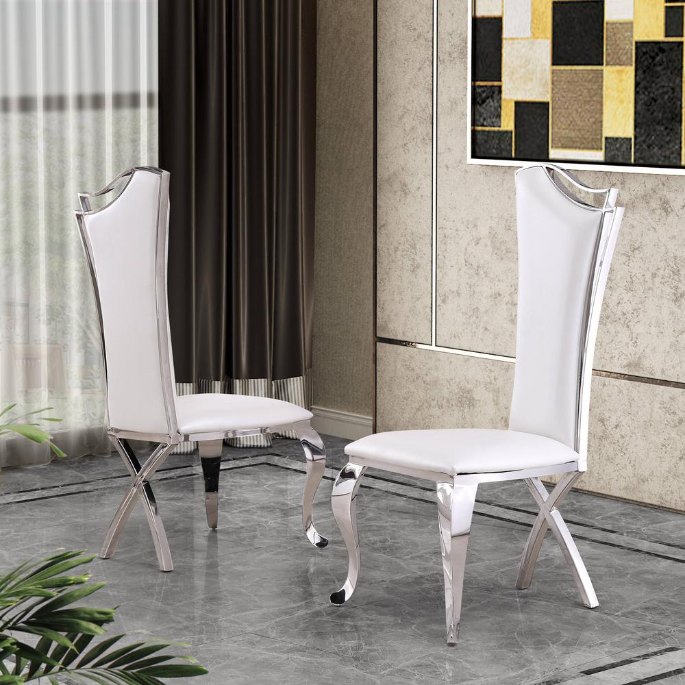 Classic Faux Leather Side Chair. White