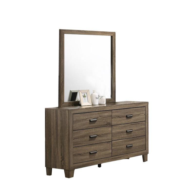 Donna Bedroom Dresser with Mirror in Dark Walnut