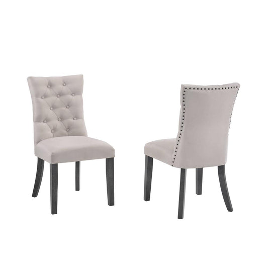 Upholstered Side Chairs with Tufted Buttons and Nailhead Trim