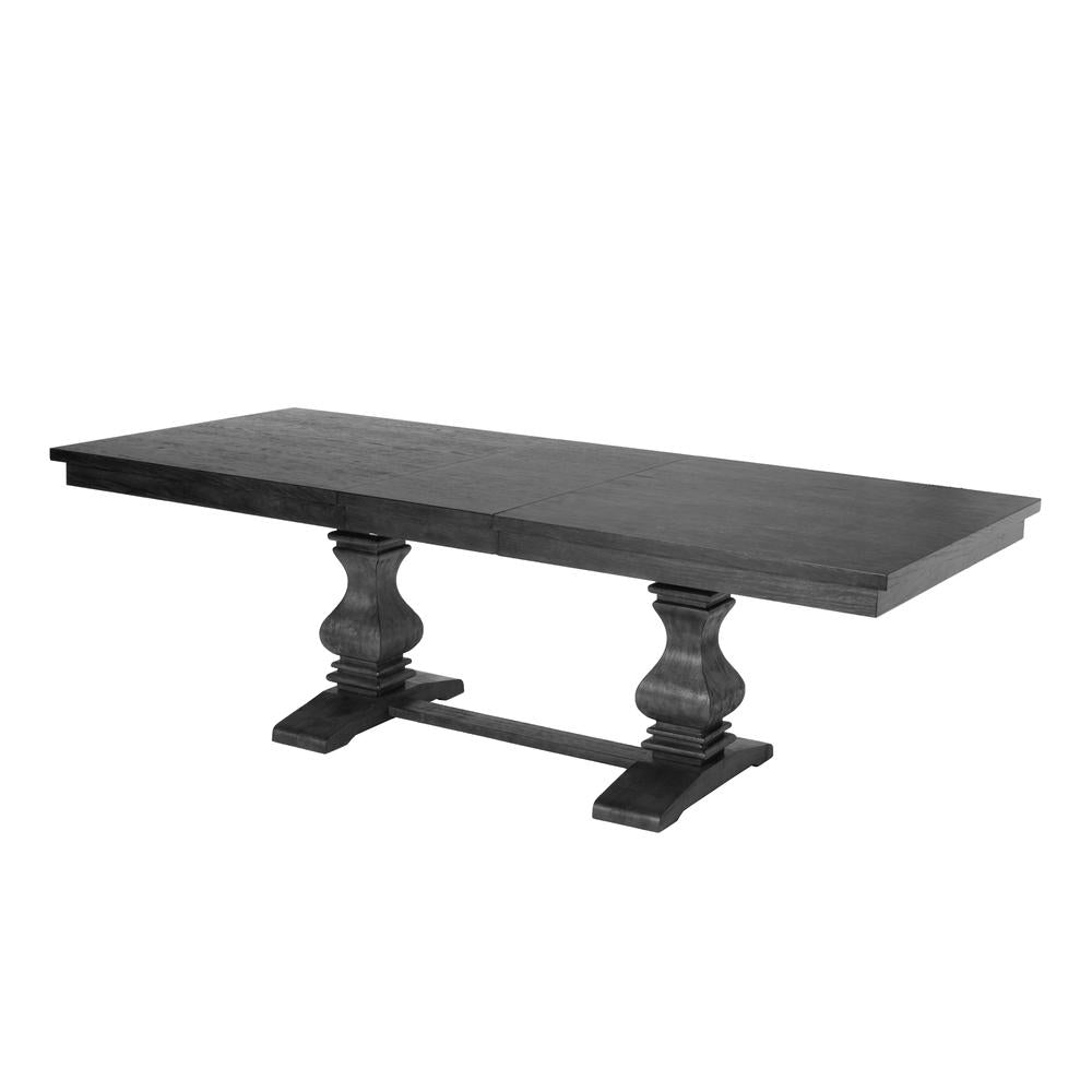 78"-96" Extension Dining Table w/Center 18-Inch Leaf, Dark Grey Color