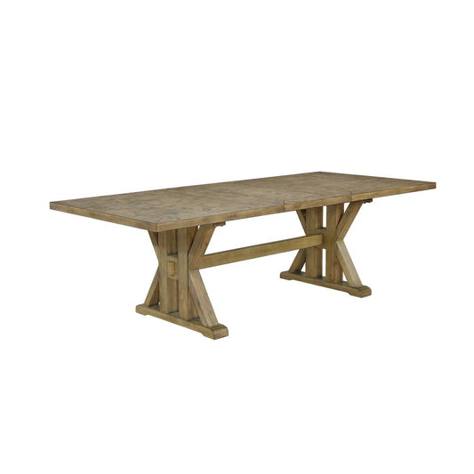 72"-96" Extension Dining Table w/Center 24-Inch Leaf, Rustic Oak Color