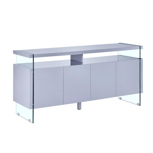 High Gloss Gray server with glass legs