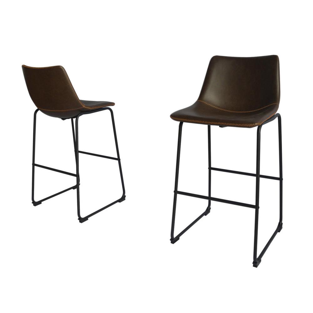 Coffee Color Barstool Bucket Seat, Set of 2