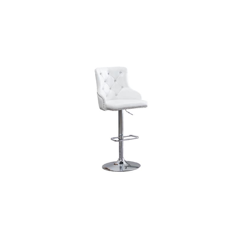 Faux Leather Adjustable Bar Stool in White, Set of 2