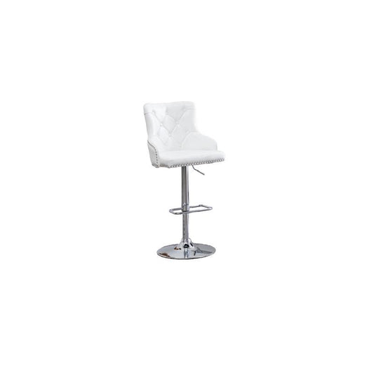 Faux Leather Adjustable Bar Stool in White, Set of 2, White