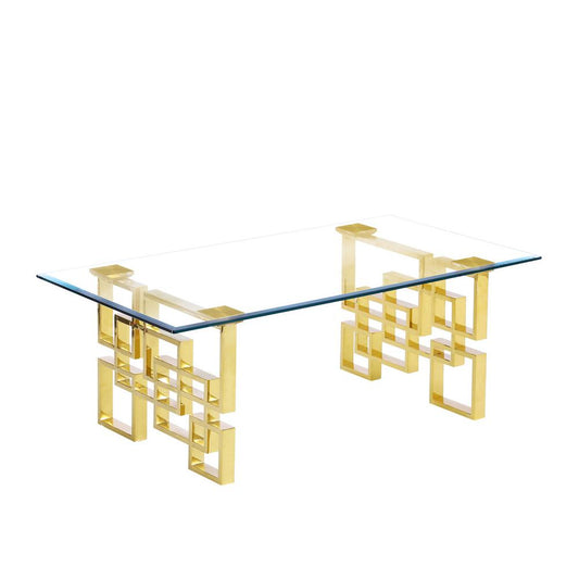 Clear Glass Coffee Table with Gold Stainless Steel legs