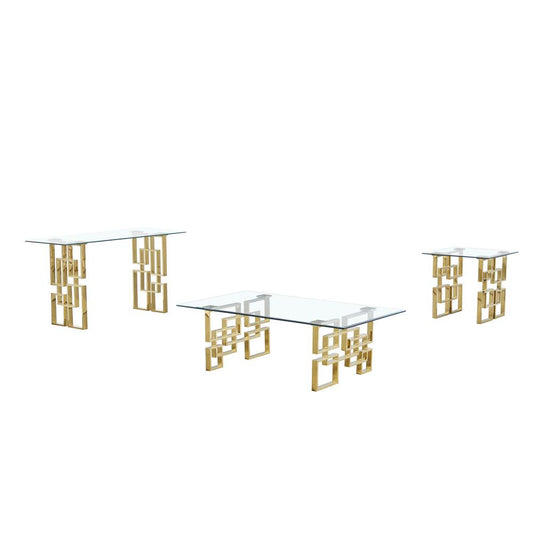 3pc Tempered glass coffee table set (1Coffee+1End+ 1 console table)