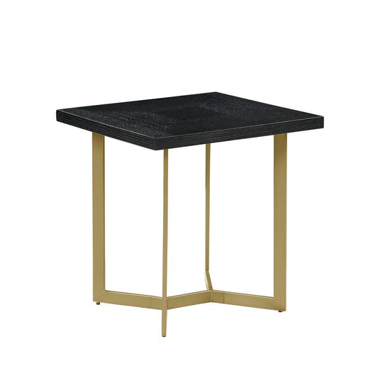 Black wood top end table w/ gold color iron legs