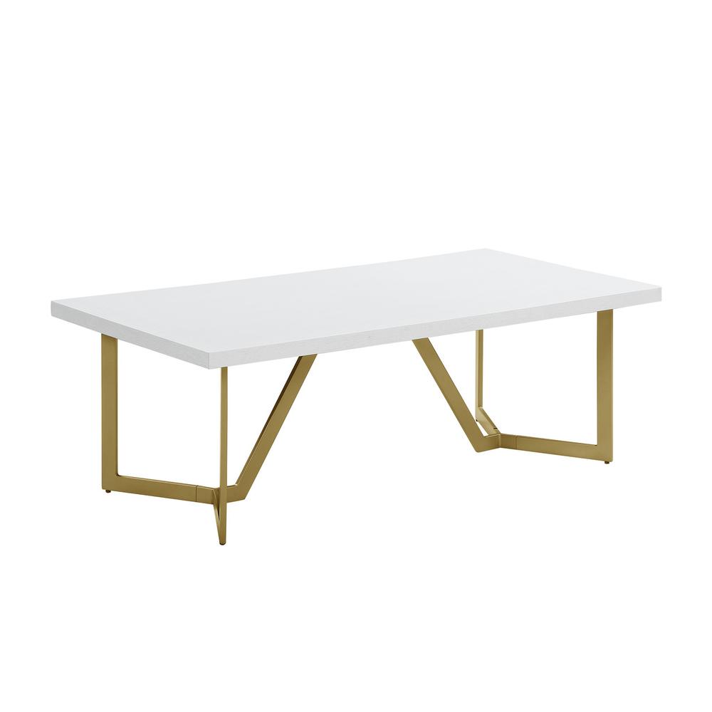 White wood top coffee table w/ gold color iron legs