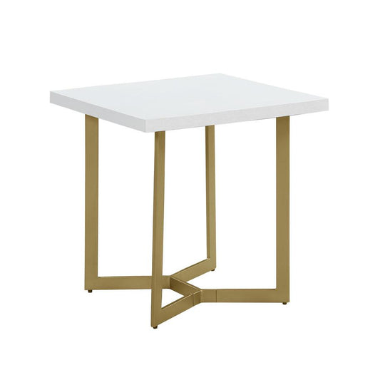 White wood top end table w/ gold color iron legs