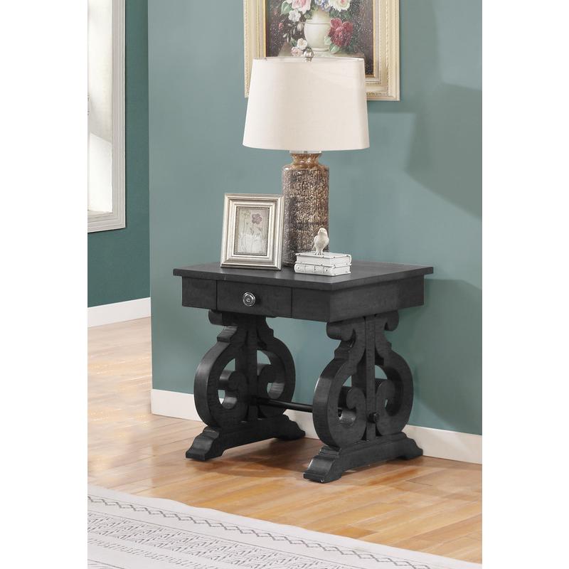 Solid Wood End Table in Dark Gray