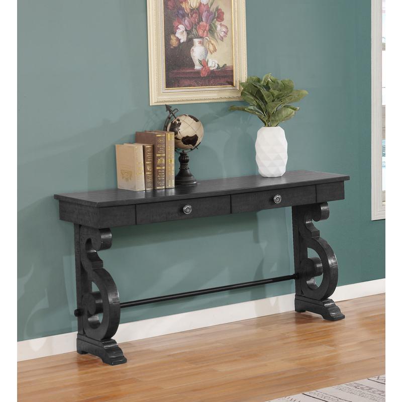 Solid Wood Console Table in Dark Gray