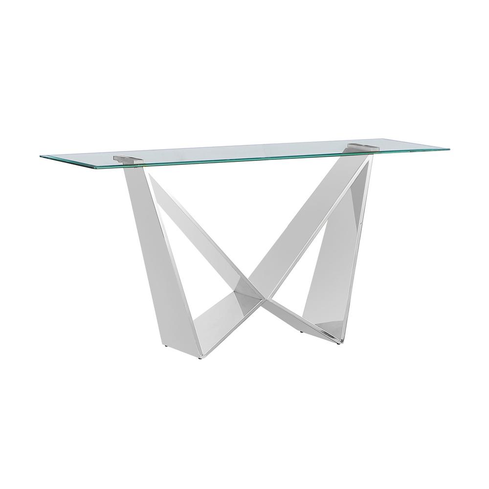 Clear glass Console table with a silver color  base