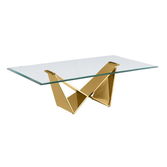 Clear glass Coffee table with a gold color base