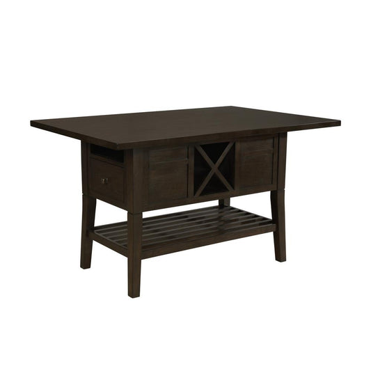 Counterheight Dining Table with Storage in Cappuccino Wood