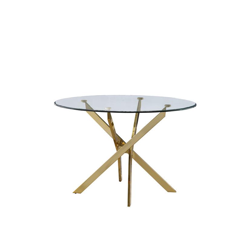 45" Round Glass dining table with Gold Chrome Base