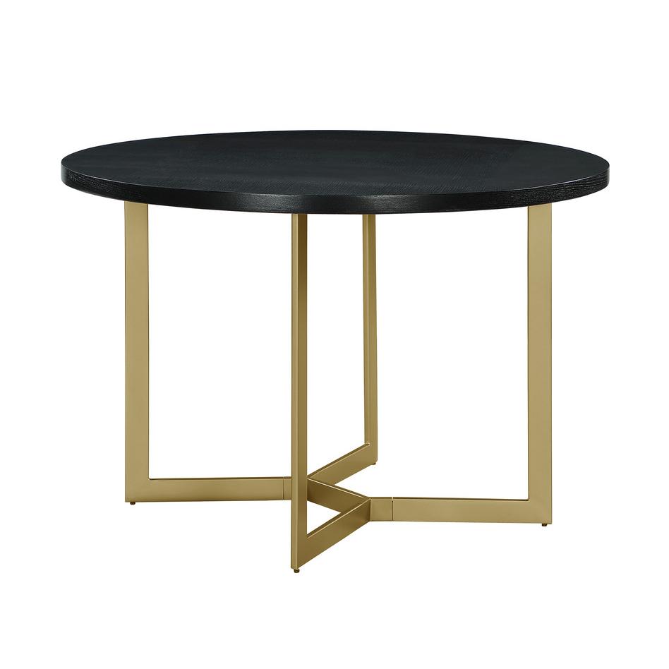 Black Wood top Round dining table w/ gold painted base