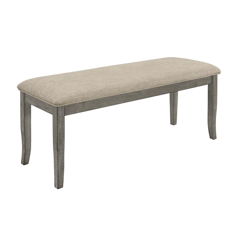 Classic Upholstered Bench in Rustic Wood Finish