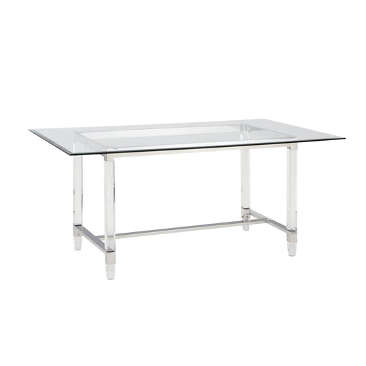 Rectangular Glass Dining Table with Clear Acrylic legs