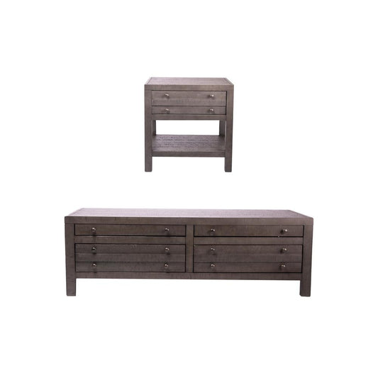 Rustic Style 2-piece Coffee Set- Coffee Table + End Table