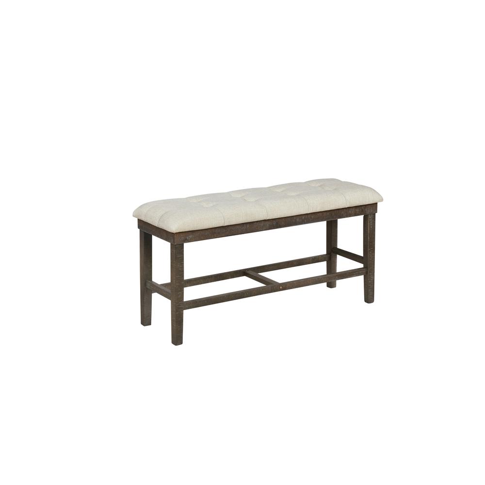 Upholstered Tufted Counter Height Bench with Footrest, Beige