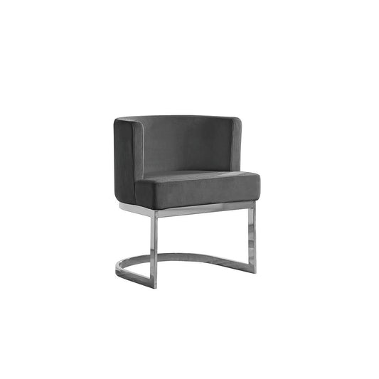 Dark Grey Velvet Side Chair with Silver, Chrome Base - Single