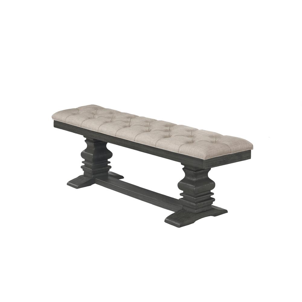 Classic Dining Bench w/Tufted Cussing in Linen Fabric